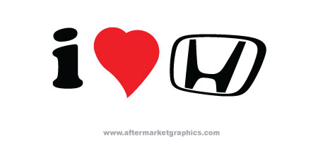 I Heart Honda Decals - Pair (2 pieces)